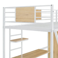 Lit mezzanine simple avec bureau en L et armoire