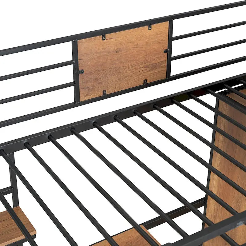 Lit mezzanine simple avec bureau en L et armoire