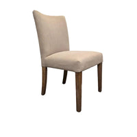 Lot de 2 chaises d'appoint de salle à manger Zeus, tissu beige, pieds fuselés bruns