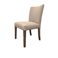 Lot de 2 chaises d'appoint de salle à manger Zeus, tissu beige, pieds fuselés bruns