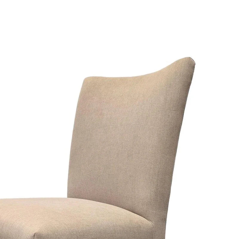 Lot de 2 chaises d'appoint de salle à manger Zeus, tissu beige, pieds fuselés bruns