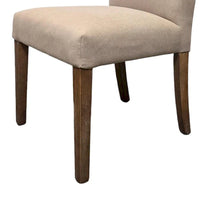 Lot de 2 chaises d'appoint de salle à manger Zeus, tissu beige, pieds fuselés bruns