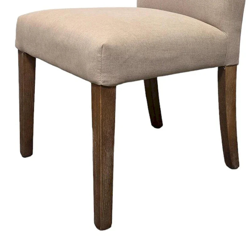 Lot de 2 chaises d'appoint de salle à manger Zeus, tissu beige, pieds fuselés bruns