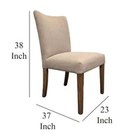 Lot de 2 chaises d'appoint de salle à manger Zeus, tissu beige, pieds fuselés bruns