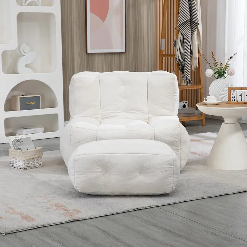 Fauteuil moderne pour adulte avec mousse à mémoire de forme haute densité et 1 pouf pour chambre et salle de lecture