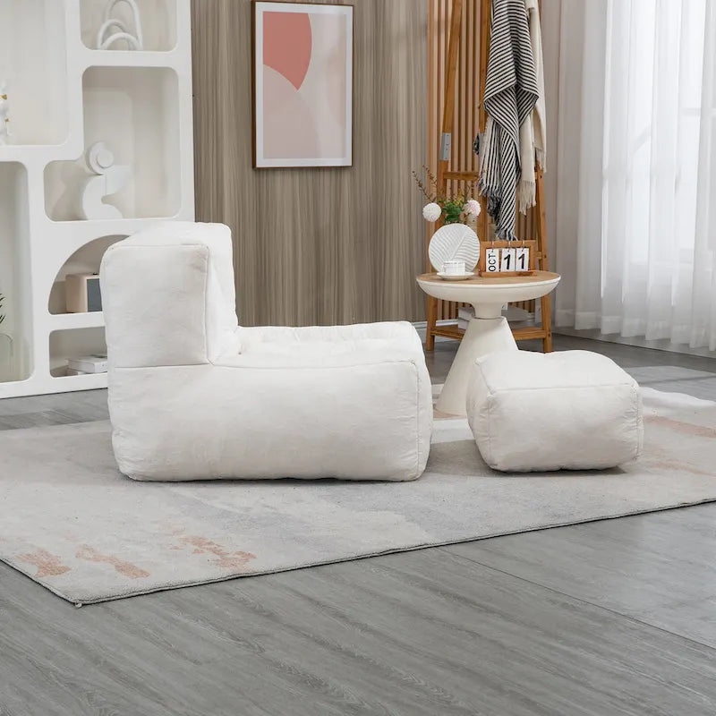 Fauteuil moderne pour adulte avec mousse à mémoire de forme haute densité et 1 pouf pour chambre et salle de lecture