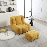 Fauteuil moderne pour adulte avec mousse à mémoire de forme haute densité et 1 pouf pour chambre et salle de lecture
