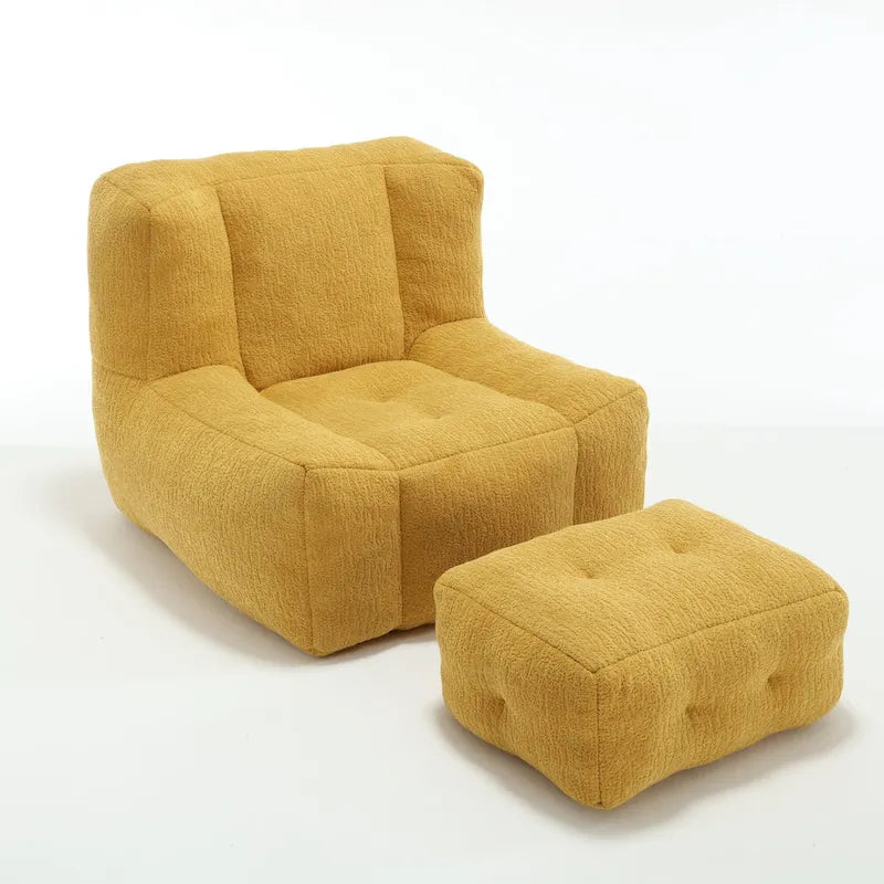 Fauteuil moderne pour adulte avec mousse à mémoire de forme haute densité et 1 pouf pour chambre et salle de lecture