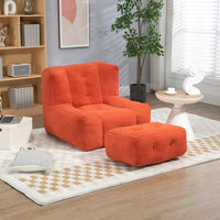 Fauteuil moderne pour adulte avec mousse à mémoire de forme haute densité et 1 pouf pour chambre et salle de lecture