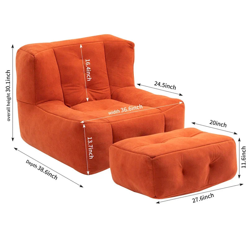 Fauteuil moderne pour adulte avec mousse à mémoire de forme haute densité et 1 pouf pour chambre et salle de lecture