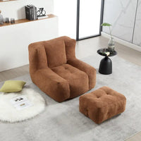 Fauteuil moderne pour adulte avec mousse à mémoire de forme haute densité et 1 pouf pour chambre et salle de lecture