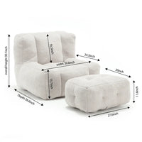 Fauteuil moderne pour adulte avec mousse à mémoire de forme haute densité et 1 pouf pour chambre et salle de lecture