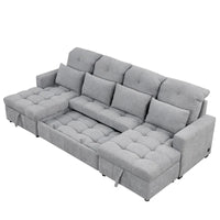 Canapé sectionnel convertible en U surdimensionné en chenille 110 po avec couchage escamotable, doubles méridiennes de rangement et 2 ports USB