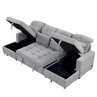 Canapé sectionnel convertible en U surdimensionné en chenille 110 po avec couchage escamotable, doubles méridiennes de rangement et 2 ports USB