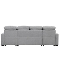 Canapé sectionnel convertible en U surdimensionné en chenille 110 po avec couchage escamotable, doubles méridiennes de rangement et 2 ports USB