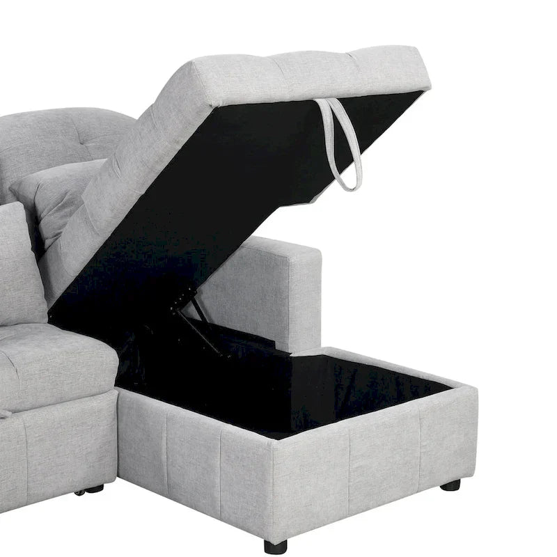 Canapé sectionnel convertible en U surdimensionné en chenille 110 po avec couchage escamotable, doubles méridiennes de rangement et 2 ports USB