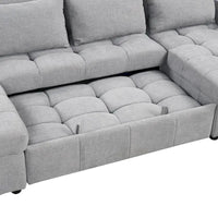 Canapé sectionnel convertible en U surdimensionné en chenille 110 po avec couchage escamotable, doubles méridiennes de rangement et 2 ports USB