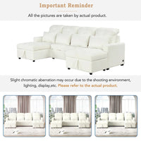 Canapé sectionnel convertible en U surdimensionné en chenille 110 po avec couchage escamotable, doubles méridiennes de rangement et 2 ports USB