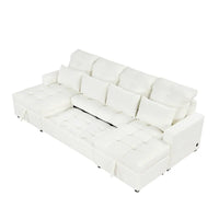 Canapé sectionnel convertible en U surdimensionné en chenille 110 po avec couchage escamotable, doubles méridiennes de rangement et 2 ports USB