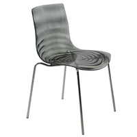 Chaise de salle à manger en acrylique Astor avec pieds chromés, chaise d'appoint moderne à motif ondulation d'eau