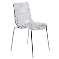Chaise de salle à manger en acrylique Astor avec pieds chromés, chaise d'appoint moderne à motif ondulation d'eau