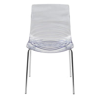 Chaise de salle à manger en acrylique Astor avec pieds chromés, chaise d'appoint moderne à motif ondulation d'eau
