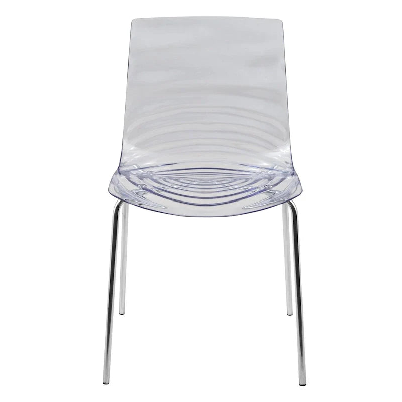 Chaise de salle à manger en acrylique Astor avec pieds chromés, chaise d'appoint moderne à motif ondulation d'eau