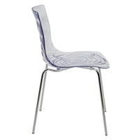 Chaise de salle à manger en acrylique Astor avec pieds chromés, chaise d'appoint moderne à motif ondulation d'eau
