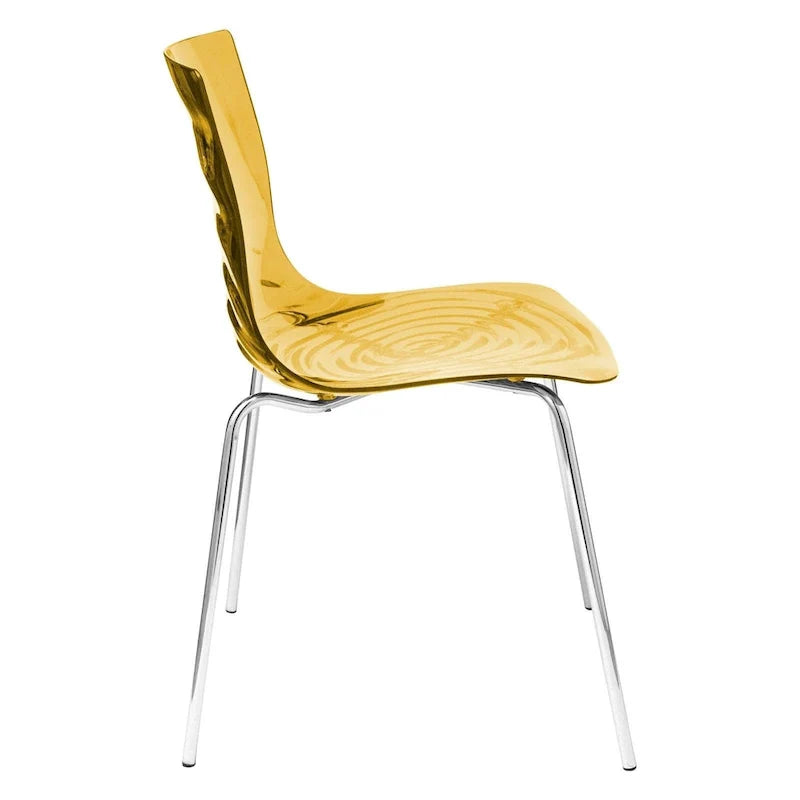 Chaise de salle à manger en acrylique Astor avec pieds chromés, chaise d'appoint moderne à motif ondulation d'eau