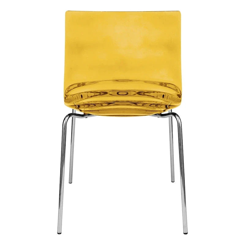 Chaise de salle à manger en acrylique Astor avec pieds chromés, chaise d'appoint moderne à motif ondulation d'eau