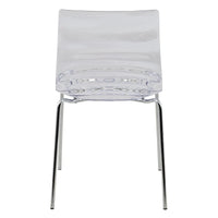 Chaise de salle à manger en acrylique Astor avec pieds chromés, chaise d'appoint moderne à motif ondulation d'eau