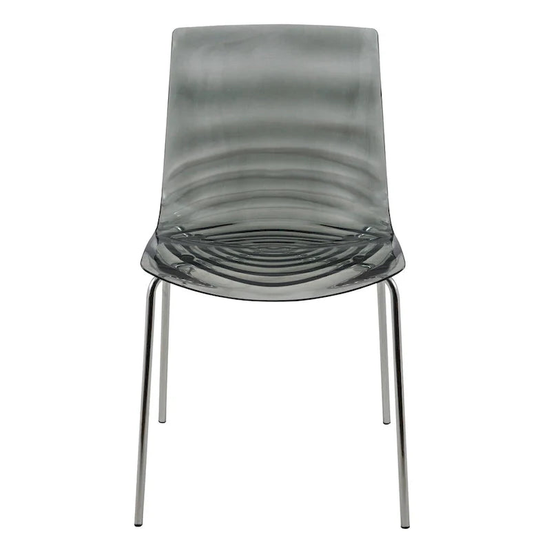 Chaise de salle à manger en acrylique Astor avec pieds chromés, chaise d'appoint moderne à motif ondulation d'eau