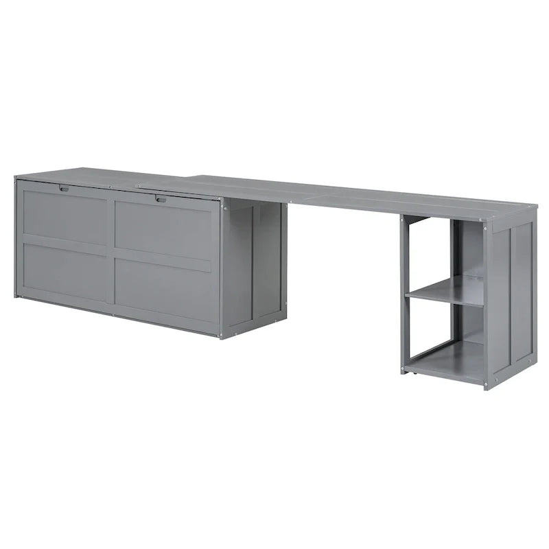 Lit escamotable taille Queen avec bureau pivotant