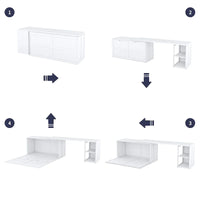 Lit escamotable taille Queen avec bureau pivotant