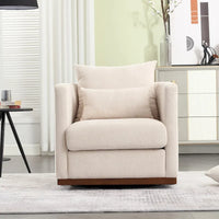 GDFStudio - Harper - Fauteuil tonneau pivotant en chenille avec base métallique robuste et design ergonomique