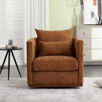 GDFStudio - Harper - Fauteuil tonneau pivotant en chenille avec base métallique robuste et design ergonomique
