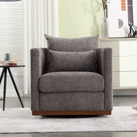 GDFStudio - Harper - Fauteuil tonneau pivotant en chenille avec base métallique robuste et design ergonomique