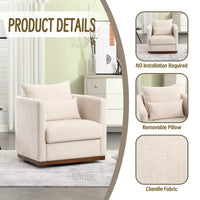 GDFStudio - Harper - Fauteuil tonneau pivotant en chenille avec base métallique robuste et design ergonomique