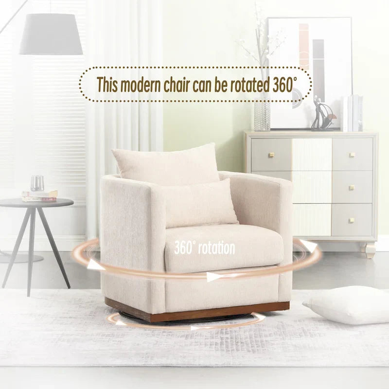 GDFStudio - Harper - Fauteuil tonneau pivotant en chenille avec base métallique robuste et design ergonomique