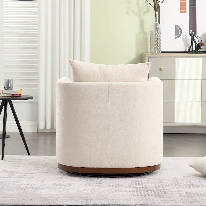 GDFStudio - Fauteuil baril pivotant Harper en chenille avec base en métal robuste et design ergonomique