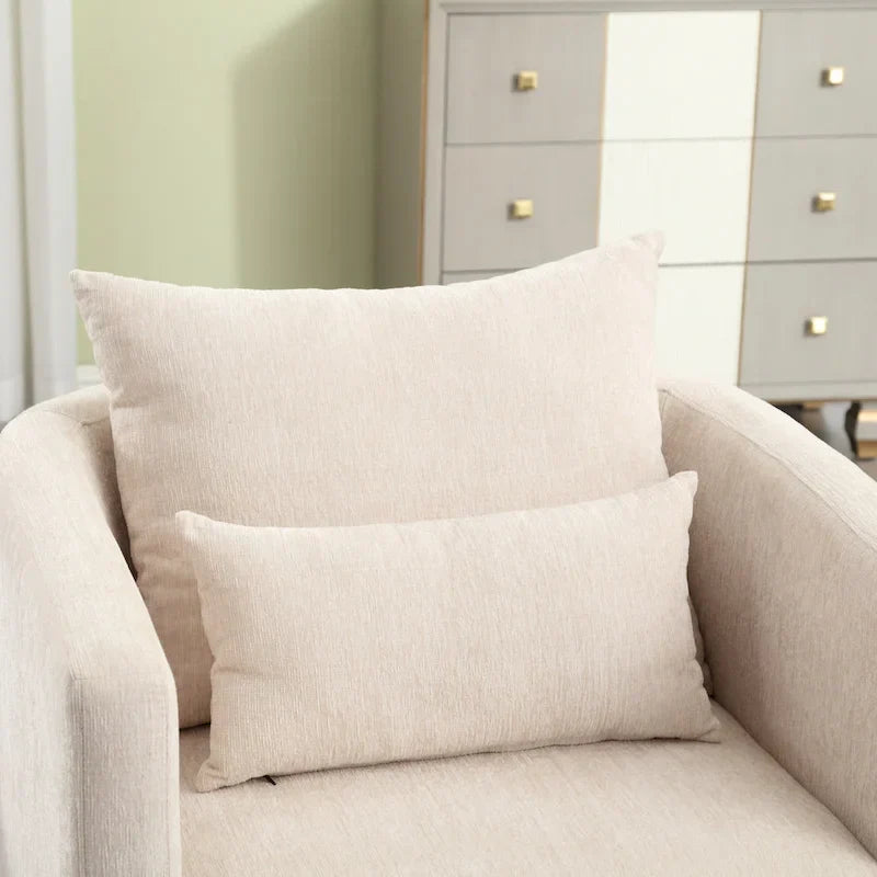 GDFStudio - Harper - Fauteuil tonneau pivotant en chenille avec base métallique robuste et design ergonomique