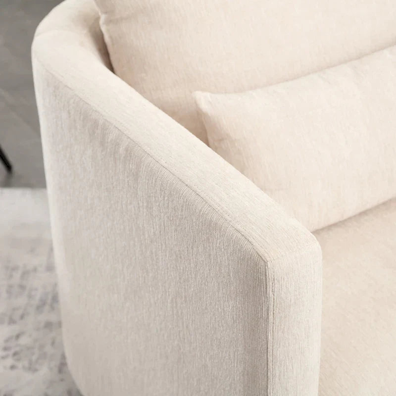 GDFStudio - Harper - Fauteuil tonneau pivotant en chenille avec base métallique robuste et design ergonomique
