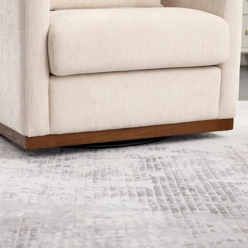 GDFStudio - Harper - Fauteuil tonneau pivotant en chenille avec base métallique robuste et design ergonomique