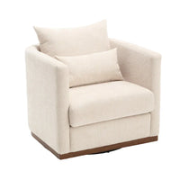 GDFStudio - Harper - Fauteuil tonneau pivotant en chenille avec base métallique robuste et design ergonomique