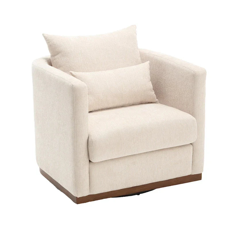 GDFStudio - Harper - Fauteuil tonneau pivotant en chenille avec base métallique robuste et design ergonomique