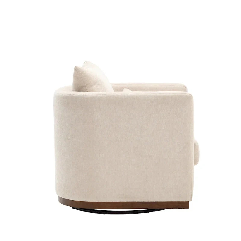 GDFStudio - Harper - Fauteuil tonneau pivotant en chenille avec base métallique robuste et design ergonomique