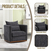 GDFStudio - Harper - Fauteuil tonneau pivotant en chenille avec base métallique robuste et design ergonomique