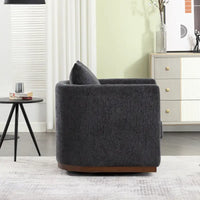GDFStudio - Harper - Fauteuil tonneau pivotant en chenille avec base métallique robuste et design ergonomique
