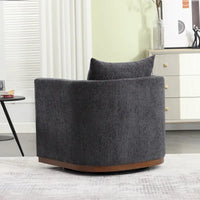 GDFStudio - Harper - Fauteuil tonneau pivotant en chenille avec base métallique robuste et design ergonomique