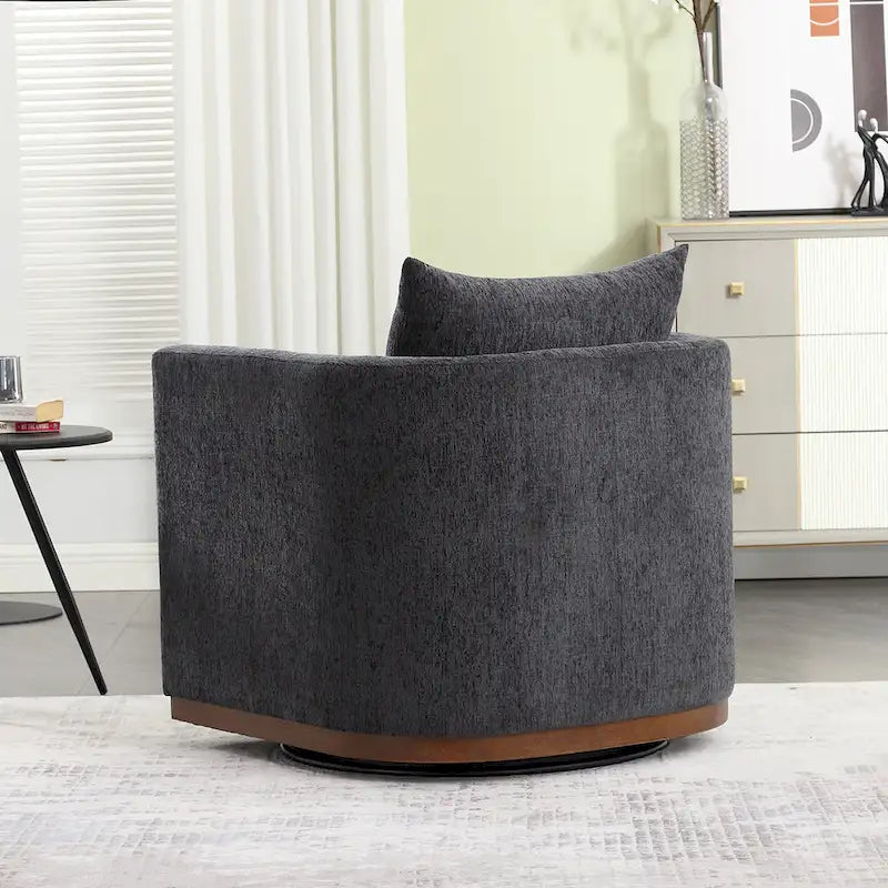 GDFStudio - Harper - Fauteuil tonneau pivotant en chenille avec base métallique robuste et design ergonomique